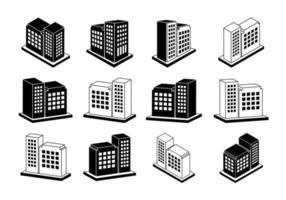 conjunto de ícones de construção, coleção de vetores de empresa de perspectiva em fundo branco