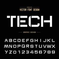 fonte de tecnologia e vetor de alfabeto, letra e número do tipo de letra de design de tecnologia, texto gráfico em fundo