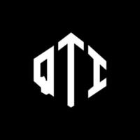 design de logotipo de letra qti com forma de polígono. qti polígono e design de logotipo em forma de cubo. qti hexagon vector logo template cores brancas e pretas. monograma qti, logotipo comercial e imobiliário.