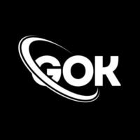 logotipo gok. carta go. design de logotipo de carta gok. iniciais gok logotipo ligado com círculo e logotipo monograma maiúsculo. gok tipografia para marca de tecnologia, negócios e imóveis. vetor