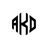 design de logotipo de letra akd com forma de polígono. akd polígono e design de logotipo em forma de cubo. modelo de logotipo de vetor hexágono akd cores brancas e pretas. akd monograma, logotipo de negócios e imóveis.