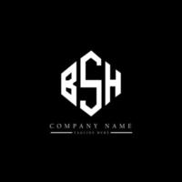 design de logotipo de letra bsh com forma de polígono. polígono bsh e design de logotipo em forma de cubo. bsh modelo de logotipo de vetor hexágono cores brancas e pretas. bsh monograma, logotipo de negócios e imóveis.