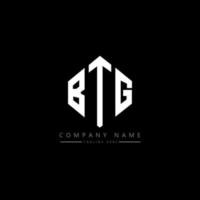 design de logotipo de letra btg com forma de polígono. btg polígono e design de logotipo em forma de cubo. modelo de logotipo de vetor hexágono btg cores brancas e pretas. btg monograma, logotipo de negócios e imóveis.