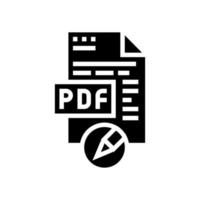 escrevendo e editando ilustração vetorial de ícone de glifo de arquivo pdf vetor