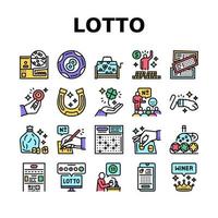 conjunto de ícones de coleção de jogos de aposta de loteria vetor