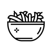ervilhas frescas na ilustração vetorial de ícone de linha de prato vetor