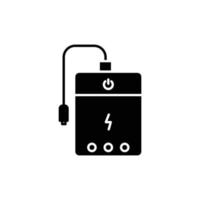 ícone do banco de energia, bateria. ícone relacionado à eletrônica, tecnologia. estilo de ícone de glifo, sólido. design simples editável vetor