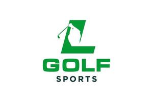 logotipo de ícone de letra do alfabeto l para modelo de vetor de design de logotipo de golfe, rótulo vetorial de golfe, logotipo do campeonato de golfe, ilustração, ícone criativo, conceito de design