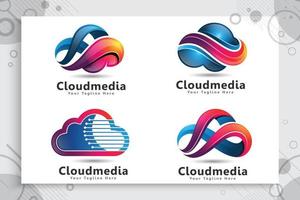 definir coleção de logotipo de vetor de dados em nuvem para dados de tecnologia e serviço de software com conceito moderno de cor e estilo.