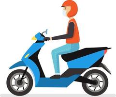 vetor de mototáxi tailandês. personagem de desenho animado de serviço de entrega de piloto. moto plana com homem