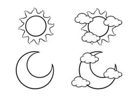 coleção de lua e sol desenhados à mão vetor