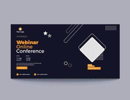 modelo de postagem horizontal de mídia social de webinar ao vivo moderno criativo. convite de webinar de negócios online ou design de banner de conferência ao vivo, seminário ou banner de web social. vetor