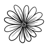 flor em estilo doodle desenhado à mão. desenho floral isolado no fundo branco. vetor