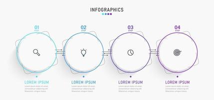 modelo de design de rótulo infográfico vetorial com ícones e 4 opções ou etapas. pode ser usado para diagrama de processo, apresentações, layout de fluxo de trabalho, banner, fluxograma, gráfico de informações. vetor