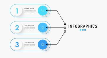 modelo de design de rótulo infográfico vetorial com ícones e 3 opções ou etapas. pode ser usado para diagrama de processo, apresentações, layout de fluxo de trabalho, banner, fluxograma, gráfico de informações. vetor