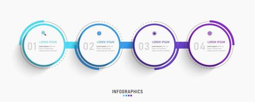 modelo de design de rótulo infográfico vetorial com ícones e 4 opções ou etapas. pode ser usado para diagrama de processo, apresentações, layout de fluxo de trabalho, banner, fluxograma, gráfico de informações. vetor