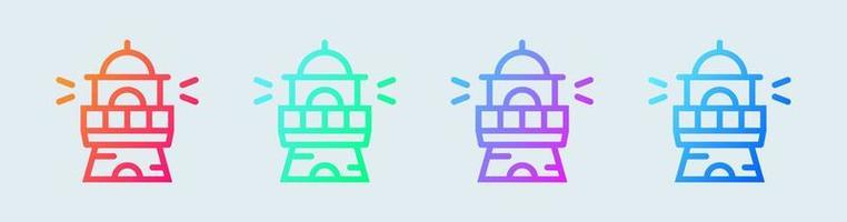 ícone de linha de farol em cores gradientes. ilustração vetorial de sinais de luz de farol. vetor