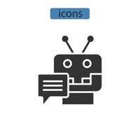 ícones do chatbot simbolizam elementos vetoriais para infográfico web vetor