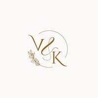 logotipo inicial do monograma do casamento vk vetor