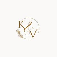 kv logotipo inicial do monograma de casamento vetor