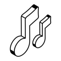 ícone de linha moderna denotando notas musicais vetor
