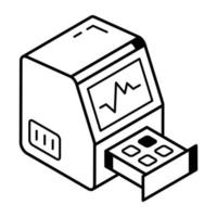 ícone isométrico na moda da máquina de ecg