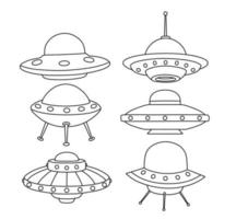 conjunto de doodle de ufo fofo. vetor