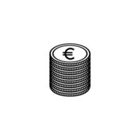 pilha de dinheiro euro, pilha de símbolo de ícone de dinheiro. ilustração vetorial vetor