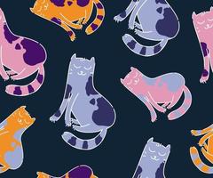 doodle sem costura padrão com gatos para design de decoração. padrão sem emenda têxtil decorativo. vetor