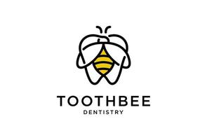 logotipo odontológico com design de vetor de ícone de dente e abelha