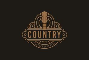 música de guitarra country western vintage retrô bar bar design de logotipo de cowboy vetor