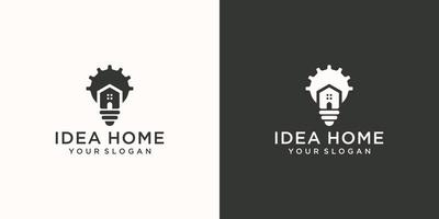 combinação de logotipo de ideias para casa de um logotipo para casa e lâmpada vetor