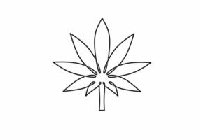 logotipo de folha de maconha desenhado à mão. linha contínua ícone de cannabis isolado no fundo branco vetor