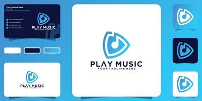 botão de reprodução de música e logotipo de design de cartão de visita vetor