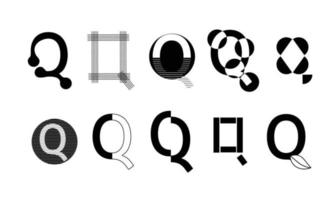 monograma definir logotipos com a letra q, coleção vetor
