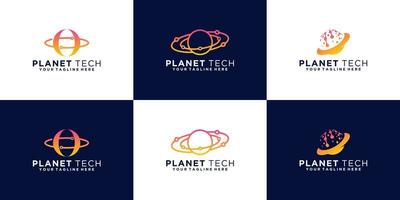 coleção de logotipos de órbita de planeta de tecnologia vetor