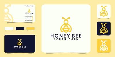 modelo de design de logotipo de abelha de mel e cartão de visita vetor