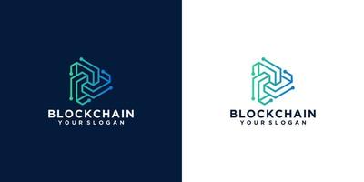 inspiração de design de logotipo de blockchain geométrico de tecnologia vetor