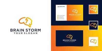 modelo de logotipo de ideia digital inteligente de tempestade cerebral e cartão de visita vetor
