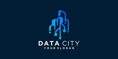 modelo de design de logotipo de dados de cidade de tecnologia inteligente vetor