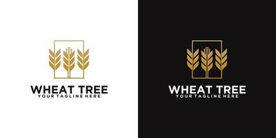 três árvores de trigo com moldura quadrada e inspiração de cartão de visita vetor