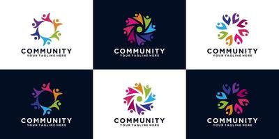 coleção de grupos comunitários de design de logotipo de pessoas vetor