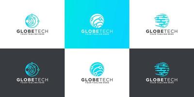 conjunto de modelo de design de logotipo de globo abstrato vetor