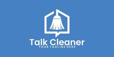 inspiração de design de logotipo de conversa de casa limpa vetor