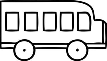 desenho de linha ônibus escolar dos desenhos animados vetor