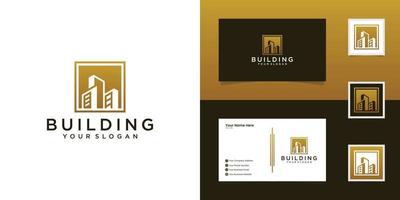 logotipo de construção civil, modelo de design moderno, exclusivo e limpo e cartão de visita vetor