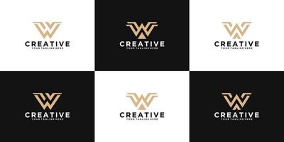 uma coleção de inspiração inicial de design de logotipo com letra w para moda, negócios e tecnologia vetor