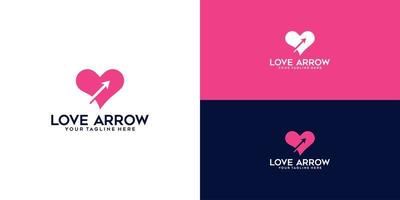 inspiração de design de logotipo de coração e seta, um símbolo de amor e carinho vetor