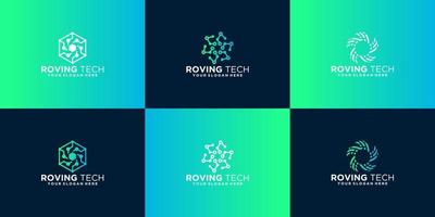 design de logotipo, ícone e cartão de visita de tecnologia rotativa vetor