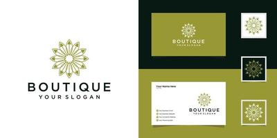 design de logotipo de flor com estilo de arte de linha. o logotipo pode ser usado para spa, salão de beleza, decoração, boutique. e cartões de visita vetor